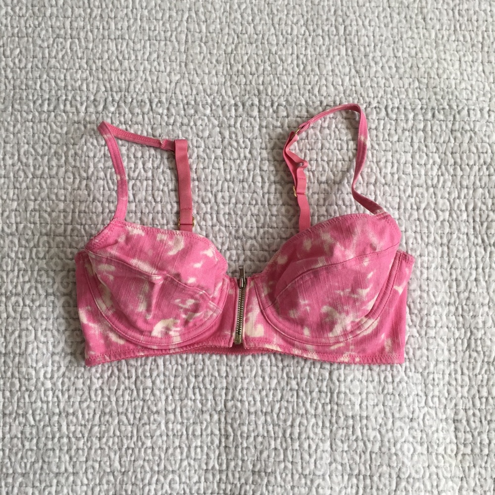 Topshop Pink Tie Dye Zippered Bralette